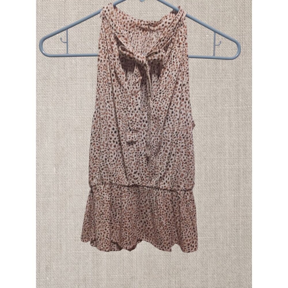 Japna Womens Sleeveless Tiered Print Blouse Top Size Small